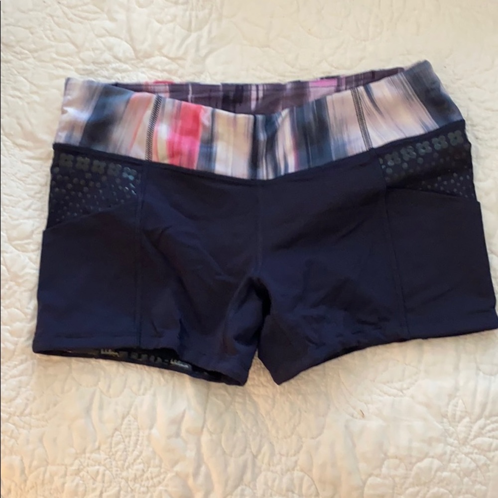 lululemon athletica Navy Athletic Shorts with Multicolor Waistband